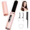 HaetFire Spazzola Lisciante per Capelli Senza Fili, Mini Spazzola per Lisciare Portatile con Pettine Caldo per Donne con Dimensioni da Viaggio, 4 Temperatura Regolabile Pettine Lisciante per Capelli