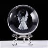 Ornalrist 8 cm inciso 3D Angelo custode preghiera sfera di cristallo con supporto in argento regalo commemorativo per persone speciali angelo ornamenti per la casa (8 pollici)