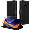 kwmobile Cover Compatibile con Samsung Galaxy S10 - Custodia Smartphone con Chiusura Magnetica - Protezione RFID Vetro Temperato e Porta Carte - nero