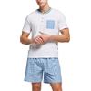 Pompea Pigiama Corto Timo in 100% Cotone Bianco/Azzurro, Taglia L