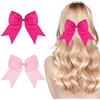 Amabro 2 fermagli per capelli con fiocco, 20 cm, in raso, graziosi, a coda lunga, con fiocco grande, per coda di cavallo, accessori per donne e ragazze (rosso, rosa)