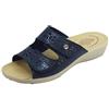 Fly Flot T4A56 6E Blu Ciabatte Donna Made in Italy con Due Strappi Regolabili Sottopiede ANATOMICO ANTISHOCK Vera Pelle Zeppa 3,5 CM Antiscivolo