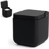 KOOK TIME Porta sale grosso e fino, Barattoli sale per cucina o tavolo in ceramica con coperchio girevole in bambù ecologico, Barattolo sale grosso e fino - 11.5x11.5x11.5 cm. - Tutto Nero