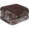 PiccoCasa - Coperta di lusso in finta pelliccia a pelo lungo, doppia dimensione, morbida e calda, reversibile, per divano, divano e letto, coperta in pile morbido, 150 x 200 cm, colore: Marrone
