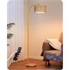 EDISHINE Lampada da Terra, Lampada ad Arco con Paralume Doppio, 2700K a 6000K Dimmerabile Continuamente con Telecomando e Pedale, Lampadina LED E27 Inclusa, Lampada Boho per Camera, Ufficio, Oro