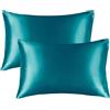 Juwenin Home Confezione da 2 federe per cuscino in pura seta di gelso, morbide, per capelli e pelle, con chiusura a busta (color foglia di tè, standard, 50 x 75 cm)