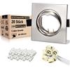 Wondlumi 20x Cornice Faretti da Incasso per Cartongesso GU10,Orientabili a 30°,Foro 68mm-80mm,Portafaretto Quadrati Metallo,per Faretto da Incasso LED e Alogeno,Portalampada GU10
