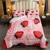 Loussiesd Set Trapunta per ragazze con stampa di frutta tropicale e foglie di fragola set Trapunta rosa per letto 135x200cm