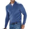 DJFOG Maglione basic da uomo in cashmere con cerniera, maglione girocollo da uomo lavorato a maglia, maglione da uomo a maniche lunghe morbido al tatto con zip a quarto, bianco, S