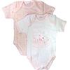 Ellepi (2pz) Body in Cotone Leggero Manica Corta Baby (Fantasia variabile) (3 Anni, Rosa)