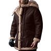 BIISDOST Uomo Plus Size Con Cappuccio Inverno Bottone Cappotto Collo A Risvolto Manica Lunga Giacca In Pelle Imbottita Vintage Addensare Cappotto Giacca In Pelle di Pecora Elegante Cappotto Uomo,