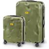 CRASH BAGGAGE Stripe Set | 2 Trolley rigidi da Viaggio (S + L) Bagaglio a mano e Valigia di Design Italiano con Chiusura TSA Certificata e 4 Ruote girevoli 100% in Policarbonato Green Olive