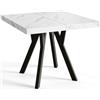 AlpiMeble Tavolo da pranzo quadrato RICO, tavolo allungabile, dimensioni: 100 - 200 x 100 x 77 cm, tavolo soggiorno colore: MARMUR, con gambe in legno di colore nero