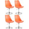 CLP Set di 4 sedie da pranzo Maverick in plastica I Poltrone con base a tromba I Altezza regolabile e girevole, Colore:arancione, Colore del telaio:cromo