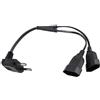 RIIEYOCA Cavo di prolunga 2 in 1, spina europea ad angolo retto di tipo C su doppia presa di tipo C, max. 2,5 A/250 V, 0,75 mm², per PC computer, TV, elettrodomestici, nero
