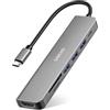 SINEHO HUB USB C 7-IN-1, Adattatore usb c con HDTV 4K, PD 100W, 3 porte dati USB-A, lettore di schede SD/TF - Compatibile con MacBook, Dell XPS, Surface Pro e molto altro