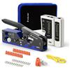 VCELINK Kit Strumenti di Rete con Crimpatrice RJ45 Passante, Compatibile CAT7/CAT6A/CAT6/CAT5E/CAT5, con 20 Pezzi Connettori Schermati, Tester LAN e Mini Spelafili, Borsa Portatile