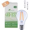 greenandco 4 lampadine a filamento LED | trasparenti | E27 A60 | 5 W 1055 lm | sostituisce 75 W | 2700 K bianco caldo | 320° | 230 V | senza sfarfallio | Classe energetica A | non dimmerabile