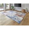 -LUXOR- living Tappeto da soggiorno Polino, design vintage, tappeto a pelo corto, stampa digitale, design senza tempo, 120 x 170 cm, blu corallo