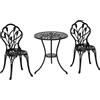Outsunny Set da Giardino 3 Pezzi in Alluminio con 2 Sedie 42.5x47.5x89 cm e Tavolino Rotondo Ø60x67 cm, Nero|Aosom