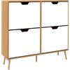 HOMCOM Mobile Scarpiera in Truciolato e Pino con 4 Cassetti e 2 Ripiani Regolabili per ogni Cassetto, 95x26x95 cm|Aosom