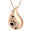 AIWENXI Zampa di animali domestici stampa teardrop urna collana per cenere per cane/gatto cenere ciondolo per cremazione gioielli commemorativi per donne e uomini, acciaio inox