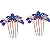 Ipetboom Decorazioni Per Matrimoni 2Pcs Fiore Pettine Francese Strass Pettine Oro Fiore Colorato Pettine Clip Di E Pettini Di Nozze Mollette Di Strass Per Pettine Clip Di Floreale
