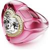 Swarovski Dulcis Anello Cocktail, Gioiello Versatile per Occasioni Speciali con Pavé di Cristalli Cry, Pietre Preziose a Taglio Heart, Placcatura in Tonalità Oro, Taglia 58