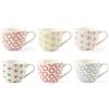 Home Fiori Set 6 Tazzine Caffè senza Piatto, New Bone China, 85 cl, Multicolore