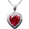 Navachi - Collana in argento Sterling 925 placcato oro bianco 18 k con ciondolo a forma di cuore con rubino o smeraldo da 3,7 carati, 40,6 cm e Placcato oro, colore: Rosso, cod. SIL-9078-1