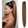 Cybelleza Coda Extension Capelli Clip Claw Coda di Cavallo con Pinza Dritto 50cm Ponytail Extension Sintetici Lunghi Effetto Naturale Capelli lisci Coda Finta, Marrone scuro&Auburn chiaro