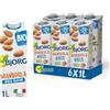 BJORG Bevanda di Mandorla Biologica, Bevanda Vegetale a Basso Contenuto di Grassi, Ottimale per Tè e Caffè, Senza Glutine, Gusto Delicato, Vegan, Prodotto in Italia, 6x1L
