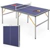 LIFEZEAL Tavolo Ping Pong, Professionale, Set Completo con Rete, 3 Palline e 2 Racchette, Tavolo Ping Pong Pieghevole, salvaspazio, per Esterno e Interno, Telaio in Metallo, 180 x 90 x 76 cm, Blu