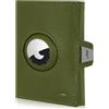 Marc Peter® Jupiter Airtag Portafoglio in vera pelle con scomparto per monete, piccolo portafoglio Airtag da uomo con RFID, mini portafoglio per Apple Airtag, verde, Portamonete XL con scomparto
