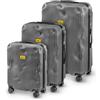 CRASH BAGGAGE Stripe Set | 3 Trolley rigidi da Viaggio (S + M + L) Valigie di Design Italiano con Chiusura TSA e 4 Ruote girevoli EASY LIFE KIT in Omaggio 3 Custodie per Valigia (3 Pezzi) Smoke Grey