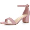 Allegra K Donne Scarpe Colore Contrasto Metà Sandali Tacco Blocco Cinturino Caviglia Rosa Chiaro 41