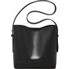 FOXLOVER Borsa a secchiello in pelle da donna, borsa a tracolla con tasche e chiusura magnetica, nero, Large