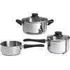 Ikea ANNONS - Set di pentole da 5 pezzi, funziona bene su tutti i tipi di piano cottura, compresi quelli a induzione, [vetro/acciaio inox]
