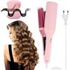 KQWVZ Piastra Onde Per Capelli, 32mm Piastra Onde Larghe, Piastra Capelli Onde Larghe con 4 Temperatura, Piastra Capelli Ondulati, Riscaldamento Rapido Piastra Beach Waves per Capelli Lunghi (Rosa)