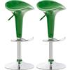 CLP Set 2 Sgabelli Design Saddle in Plastica I Coppia Sgabelli Cucina con Poggiapiedi I Sedie Regolabili Alt 60-81 CM, Colore:Verde