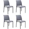 house collection , SEDIE VOLGA, SENZA BRACCIOLI, IN POLIPROPILENE, GRIGIO CHIARO, DESIGN IMPILABILE, (BCA176x4)