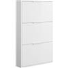 Composad | Scarpiera Slim della Linea ESPRESSO con 3 Ribalte, Scarpiera Salvaspazio, per Ingresso, Ripostiglio, Portascarpe, (LxAxP) 65x105,5x15 cm, Colore Bianco laccato, Made in Italy
