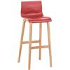 CLP Sgabello Design Hover in Polipropilene E Legno Natura I Sgabello Alto Bancone 77 CM I Sedia Cucina con Schienale, Colore:Rosso