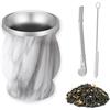 ARCPNRT Yerba Mate Cup, Set di Tazze in Acciaio Inox da 230 ml, con Cannuccia e Spazzola per la Pulizia, Tazza da tè a Doppia Parete Resistente al Calore, Adatta per Cucina, Ristorante, caffè, Marmo