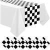 DEMIUKO 6 Pezzi Runner da Tavola Nero Bianco Runner Tavolo in Plastica Tablecover Decorazioni da Tavola Party Supplies Usa e Getta per Casa Cucina Feste Decorazioni di Compleanno Veloci (35x274cm)