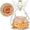 Yamonic Regalo Festa della Mamma, Rosa Stabilizzata Vera Regalo Donna,Rosa Eterna in Angel Cupola Regali Mamma,Figurine di Angeli Regali Nonna Donna Compleanno Angelo Custode Festa della Mamma