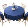BHOMTY Tovaglia rotonda in cotone e lino antimacchia Blu scuro 200cm
