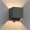 ledscom.de Applique CUBEL per esterni, IP65, up/downlight, rilevatore di movimento, antracite opaco, quadrato, 1x G9 max. 10W