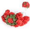 XCRPRT Fiori artificiali, rose rosse, teste di rose in gommapiuma, finta rosa di seta artificiale, decorazione singola, fiori lunghi per fai da te, San Valentino, matrimoni, feste, festival, 25 pezzi