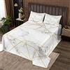 Homemissing Set copripiumino poligonale per ragazze ragazzi bambini trapunta a righe geometriche set con texture marmo copriletto trapuntato di lusso grigio dorato dipinto bianco trapuntato matrimoniale 3 pezzi